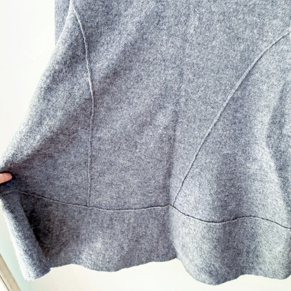 Anne French Cardigan Womens Medium Gray 100% Boiled Wool Layer Minimalist Office